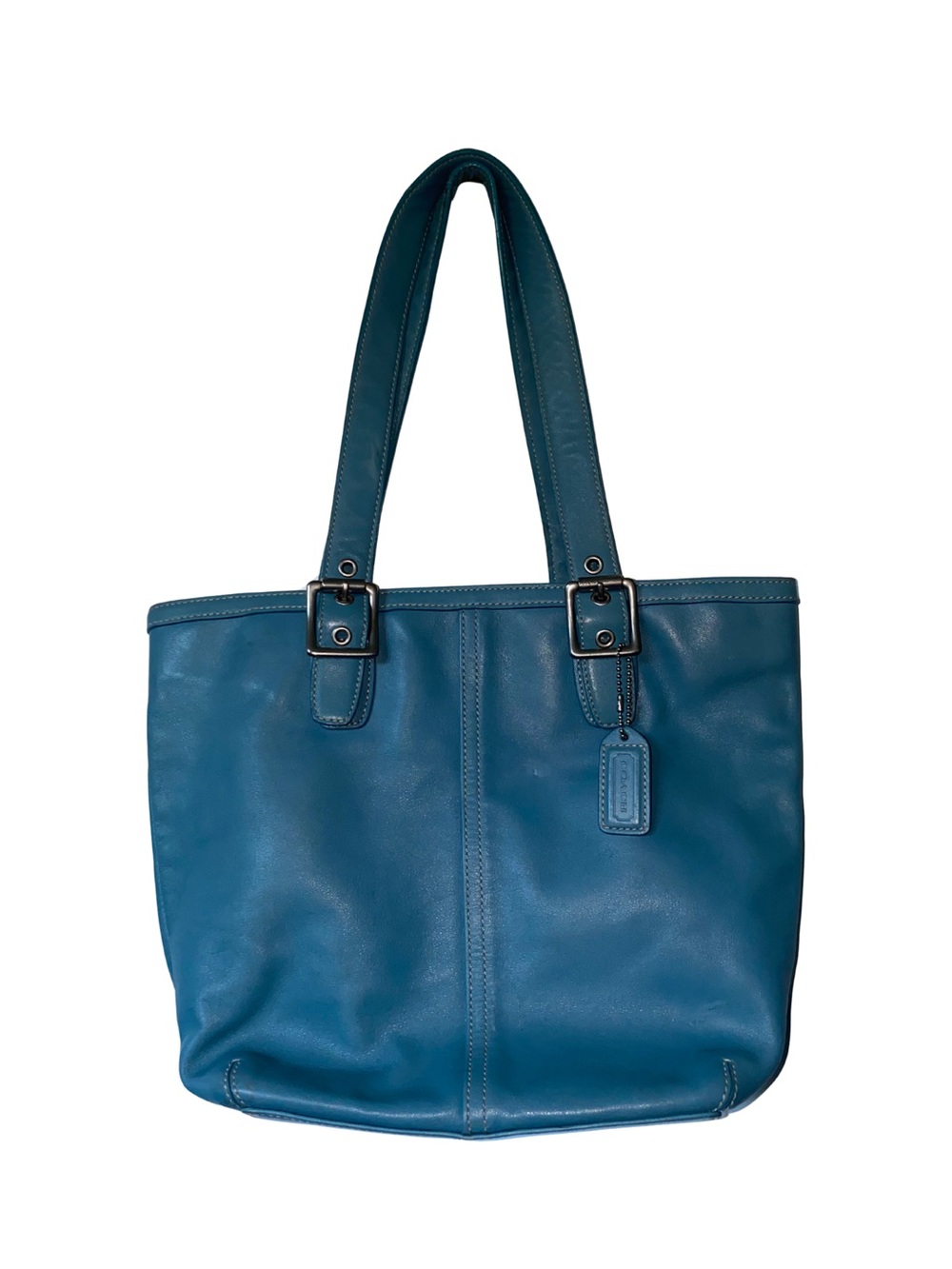 Vintage Coach Hampton Leather Tote with Silver Hardware